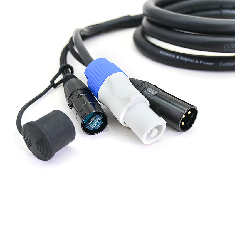 Powercon White + XLR male + Ethercon