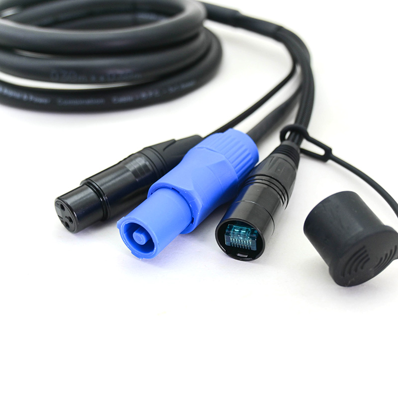 Powercon Blue + XLR female + Ethercon